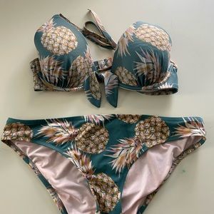 Sage Green Pineapple Print 36C Bikini